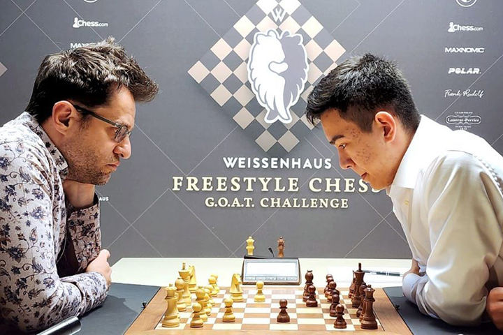 Levon Aronian y Nordibek Abdusattorov | Foto: Amruta Mokal