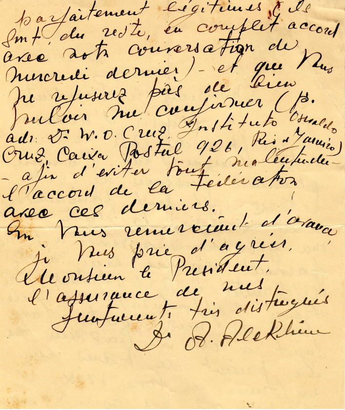 Una carta de Alekhine