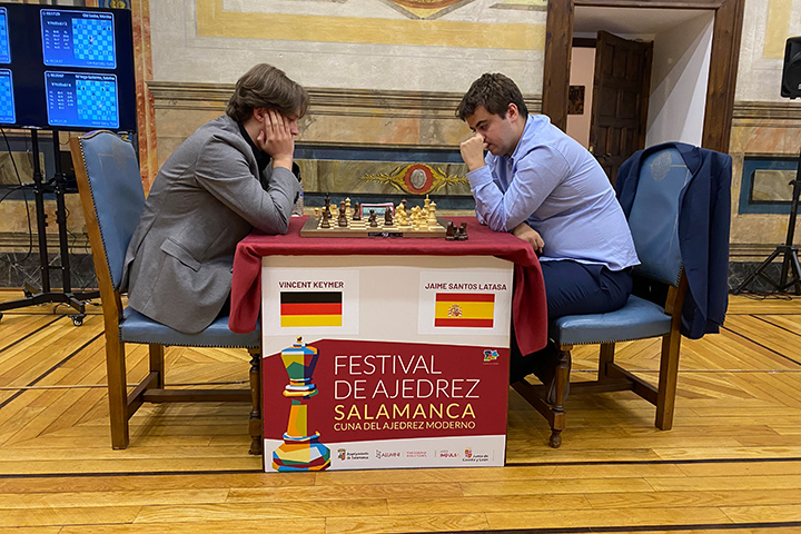 Vincent Keymer y Jaime Santos | Foto: Festival de Ajedrez de Salamanca 2022