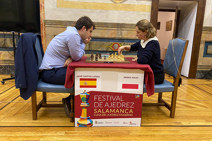 Jaime Santos y Monika Socko  | Foto: Festival de Ajedrez de Salamanca 2022