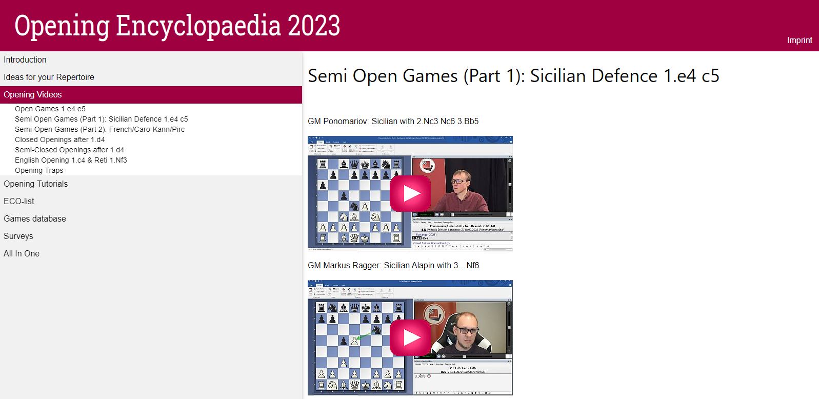 The ChessBase Opening Encyclopedia: vídeos sobre temas de aperturas