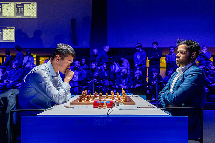 Ding Liren y Arjun Erigaisi | Foto: Jurriaan Hoefsmit (Tata Steel Chess 2023)