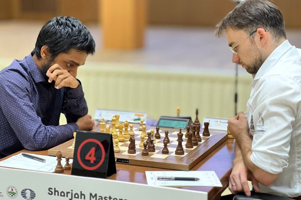Aravindh vs. Marcin | Foto: Aditya Sur Roy (ChessBase India)