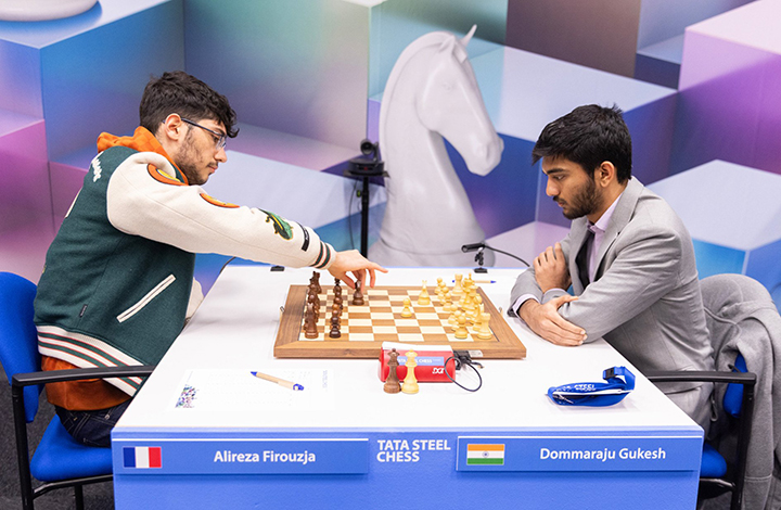 Alireza Firouzja y Gukesh D.  | Foto: Jurriaan Hoefsmit (Tata Steel Chess 2024)