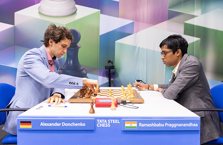 Alexander Donchenko y Praggnanandhaa | Foto: Jurriaan Hoefsmit (Tata Steel Chess 2024)