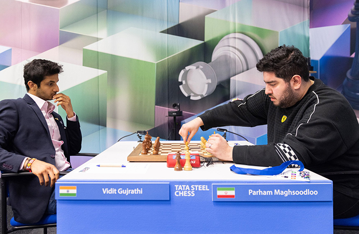Vidit Gujrathi y Parham Maghsoodloo | Foto: Jurriaan Hoefsmit (Tata Steel Chess 2024)