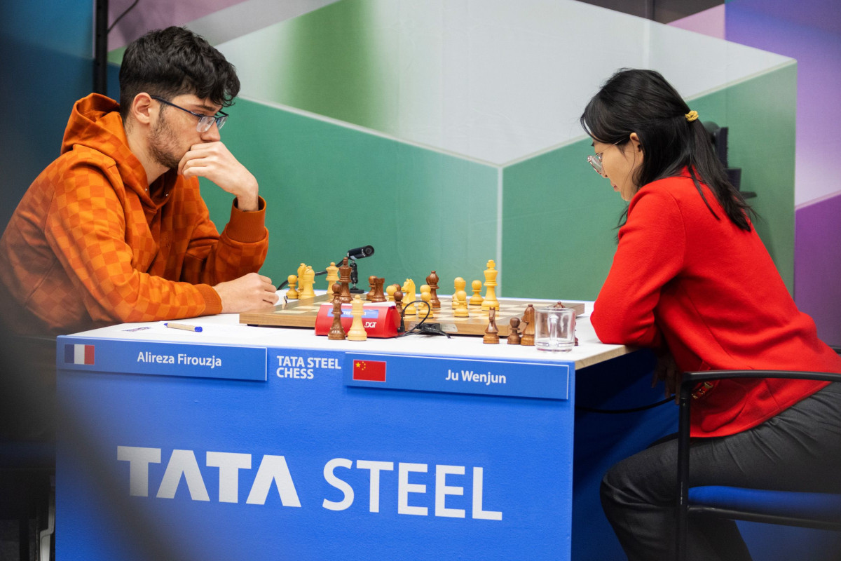 Alireza Firouzja sufrió una derrota ante Ju Wenjun | Foto: Jurriaan Hoefsmit (Tata Steel Chess 2024)