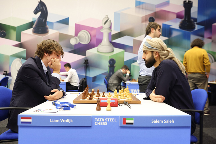 Liam Vrolijk y Salem Saleh | Foto: Jurriaan Hoefsmit (Tata Steel Chess 2024)