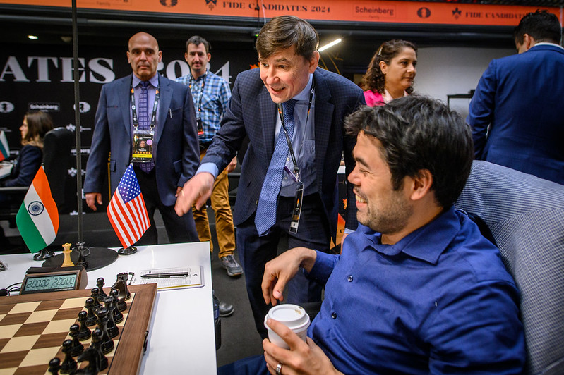 Evgeny Bareev e Hikaru Nakamura | Foto: Mihal Walusza (FIDE)