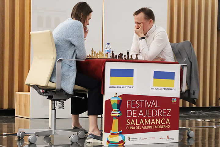 Mariya Muzychuk vs. Ruslan Ponomariov | Foto: VII Festival 'Salamanca Cuna del Ajedrez Moderno'